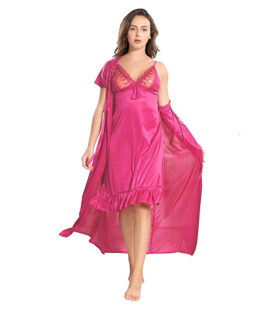     			Reposey Satin Nighty & Night Gowns - Pink