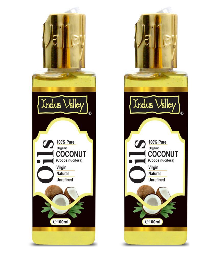     			Indus Valley Pure Natural Organic Cold Pressed Virgin Unrefined Coconut Carrier Oil For Skin moisturize Hair care 100ml Pack Of 2
