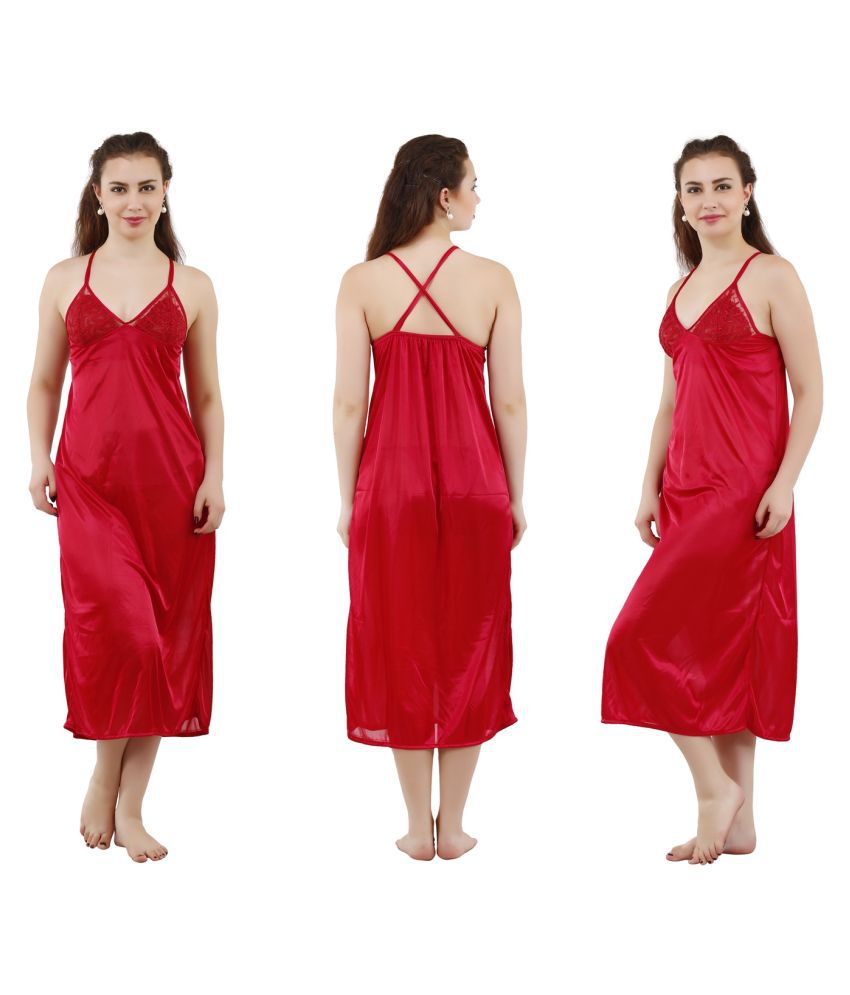 Buy Romaisa Satin Night Dress Red Online at Best Prices
