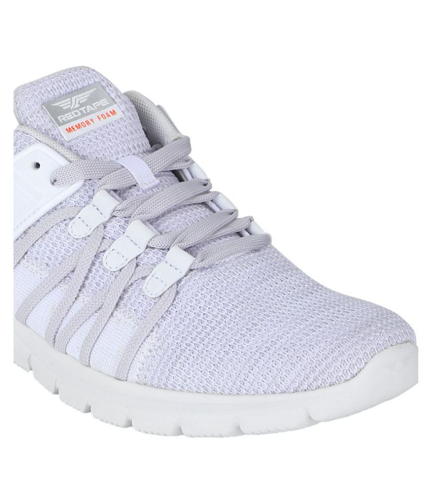 red tape white walking shoes