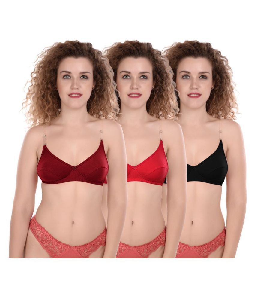     			Madam Pack of 3 Cotton Non Padded Women's T-Shirt Bra ( Multi Color )