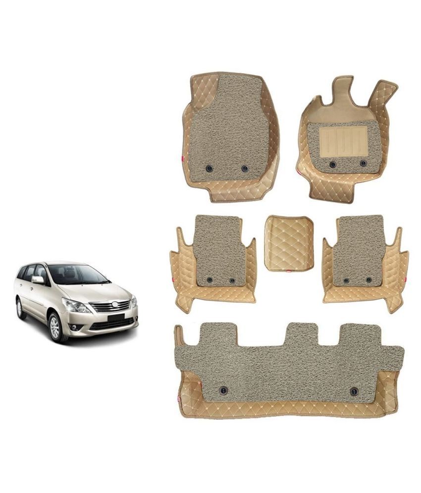 Elegant Luxury Leatherite 7D Car Mat For Toyota Innova Crysta (Beige