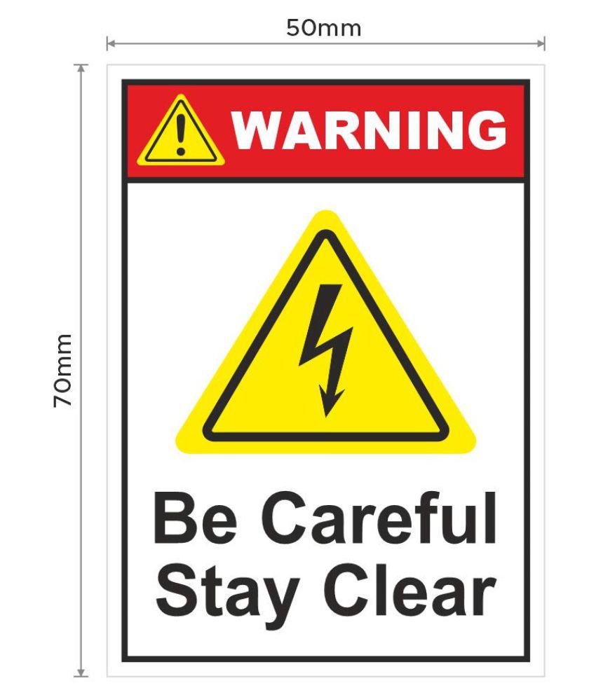     			Rangvishwa Enterprises Warning Sign Be Careful Stay Clear Sticker ( 5 x 7 cms )