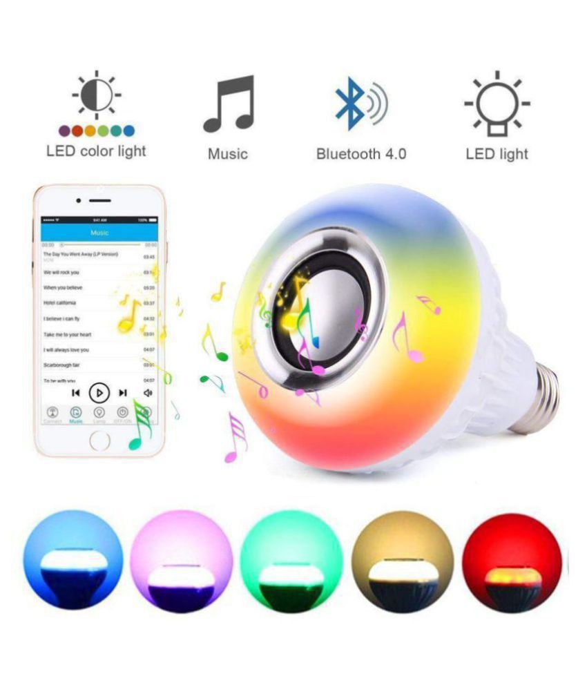     			Music Light Bulb, E27 and B22 led Light Bulb with Bluetooth Speaker RGB Self Changing Color Lamp Built-in Audio Speaker for Home, Bedroom, Living Room, Party Decoration