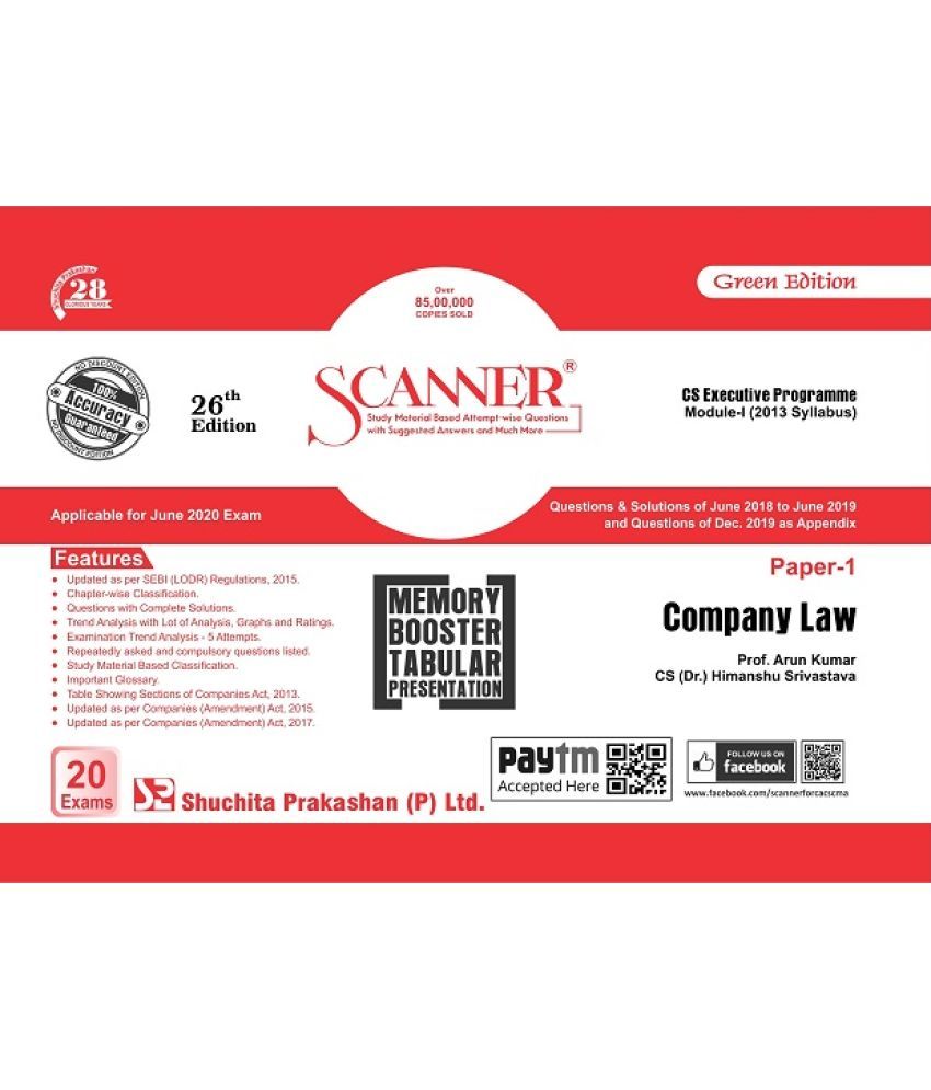 Solved Scanner Cs Executive Programme Module I 2013 Syllabus Paper 1 Company Law Green Edition Applicable For June 2020 Exam Buy Solved Scanner Cs Executive Programme Module I 2013 Syllabus Paper 1 Company Law Green Edition