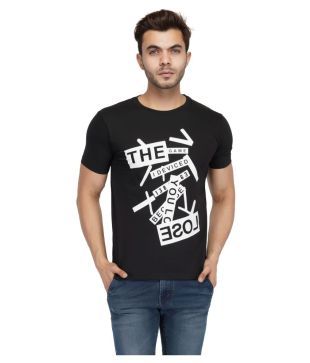 Urban Age Clothing Co Cotton Lycra Black Printed T Shirt Buy
