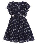 Cutecumber Georgette Fit And Flare Dress For Girls ( Pack of 1 , Navy )