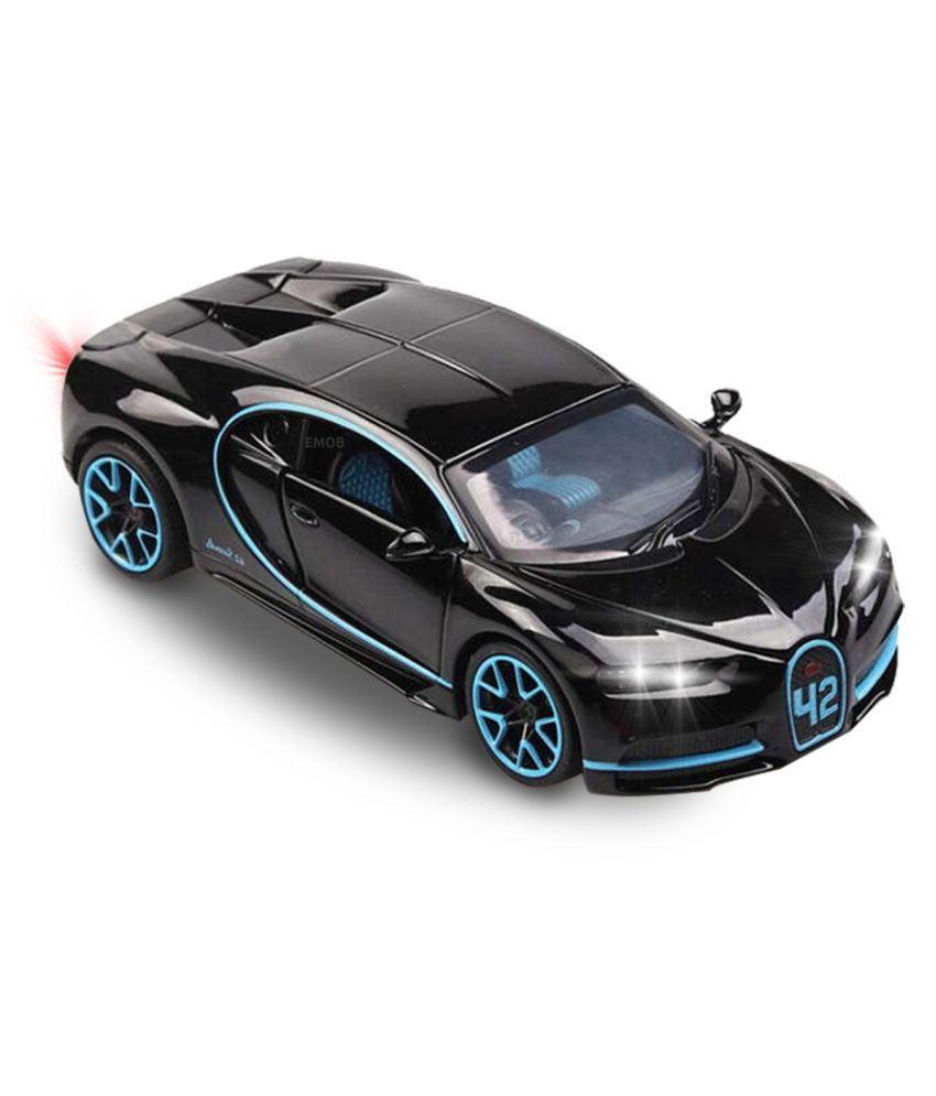 Emob Black 1:32 Die Cast Metal Body Bugatti Chiron Super Racing Pull