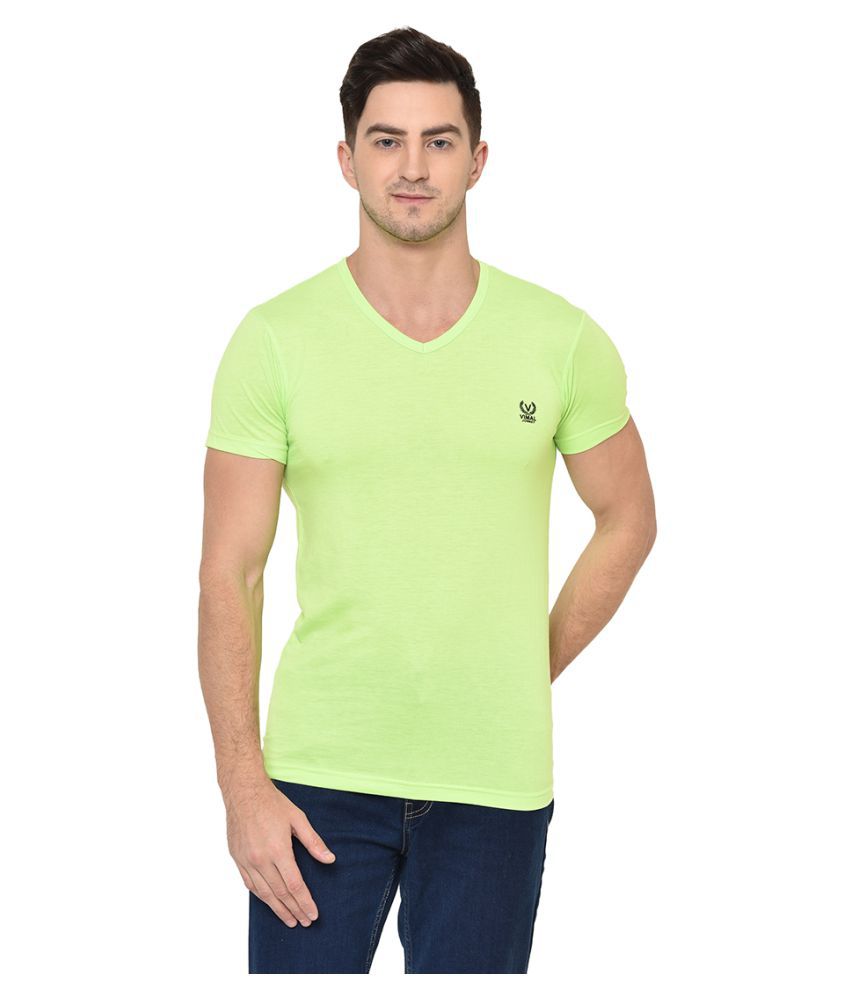     			Vimal Jonney Cotton Blend Green Solids T-Shirt