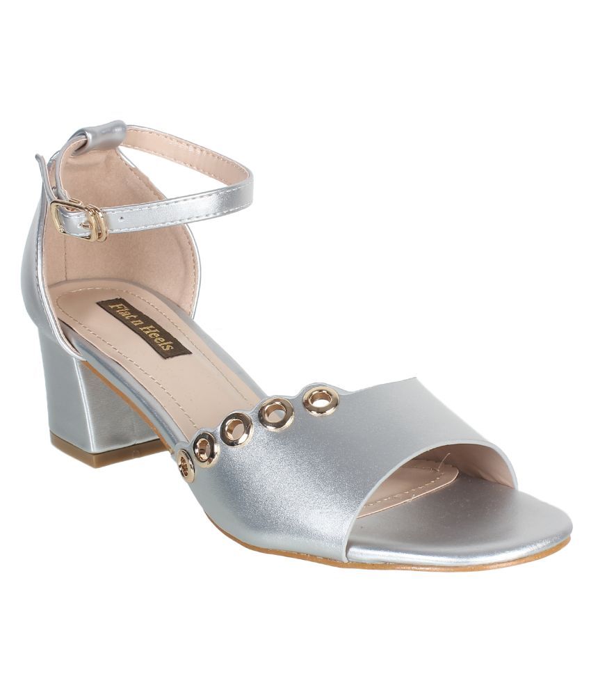 block heel silver shoes uk