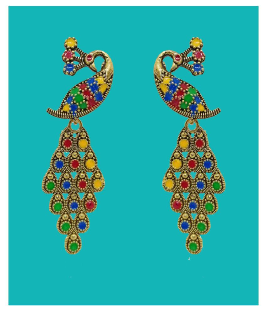     			Happy Stoning - Multi Color Danglers Earrings ( Pack of 1 )