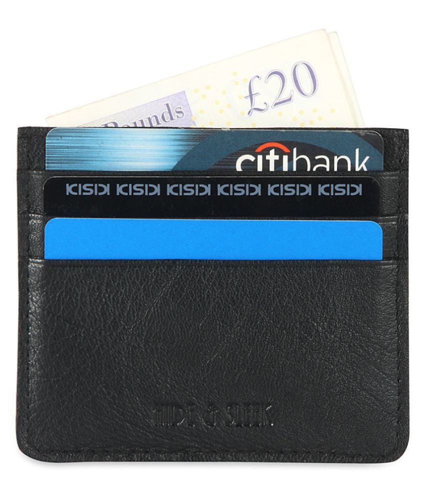     			Hide&Sleek RFID Protected Genuine Black Leather Atm Card Holder