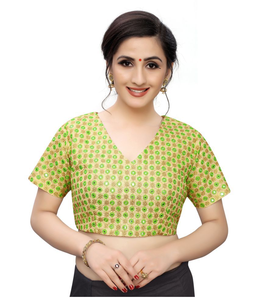     			Shaily Retails Green Silk Readymade with Pad Blouse