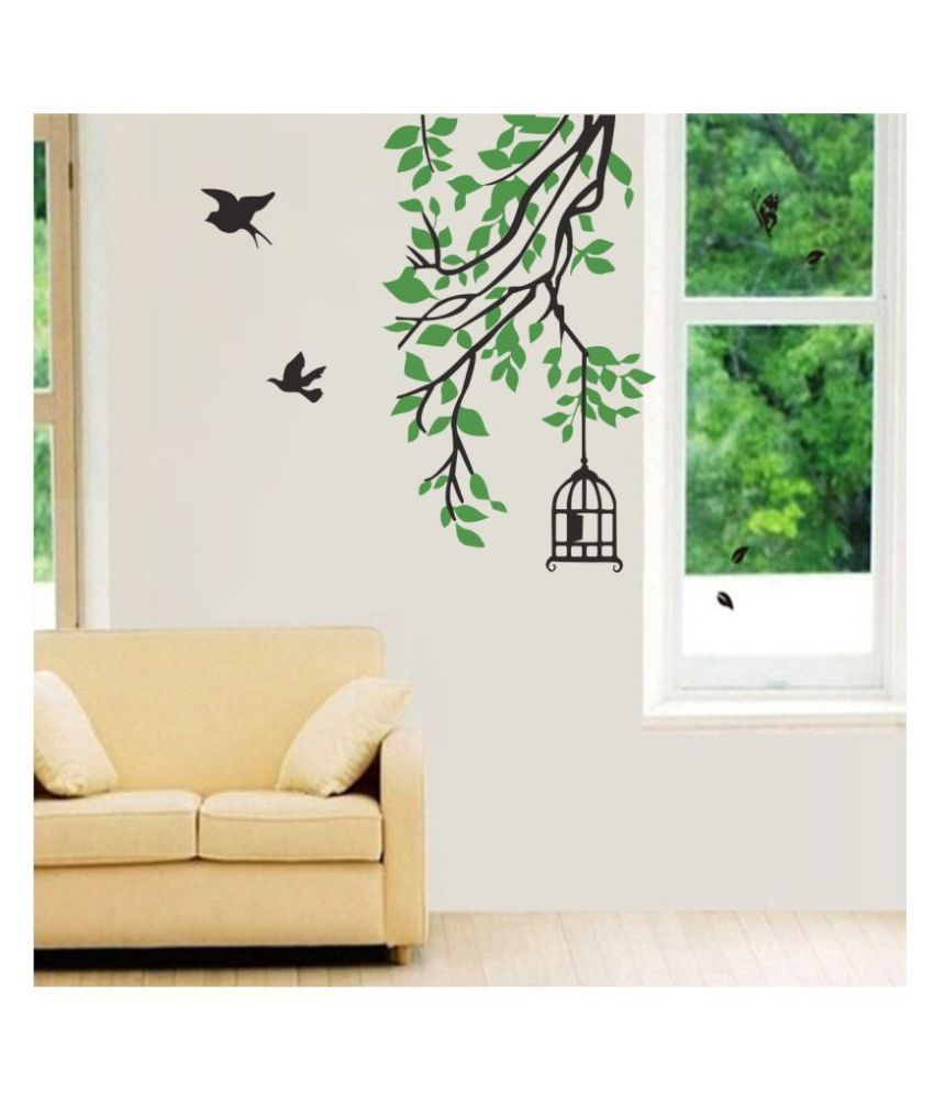     			Decor Villa GREEN LIFE IN BIRDS Nature Sticker ( 55 x 58 cms )