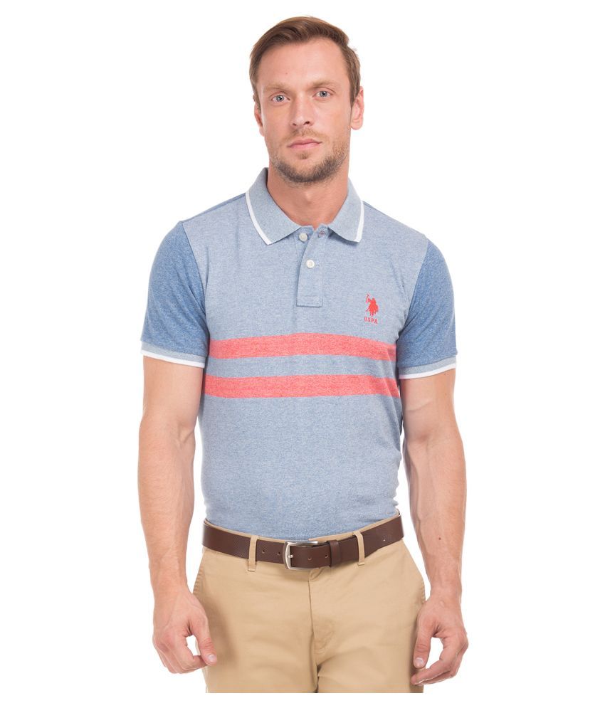 U.S. Polo Assn. Cotton Blue Stripers Polo T Shirt - Buy U.S. Polo Assn ...