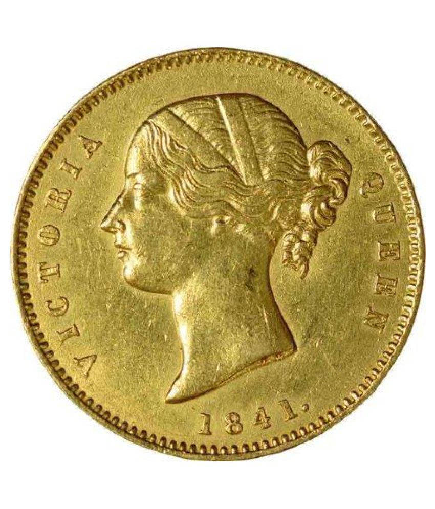     			One Mohur of Victoria Queen 1841 Gold Plated Coin