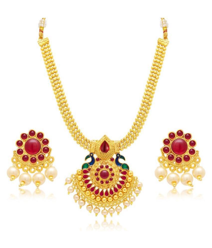    			Sukkhi Alloy Golden Collar Traditional 18kt Gold Plated Necklaces Set
