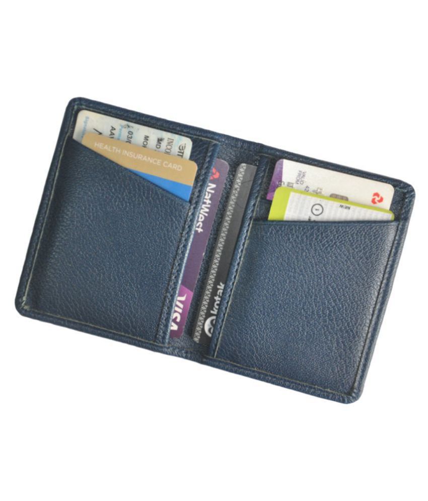     			Hide&Sleek RFID Protected Slim Blue Artificial Leather Credit Card Holder