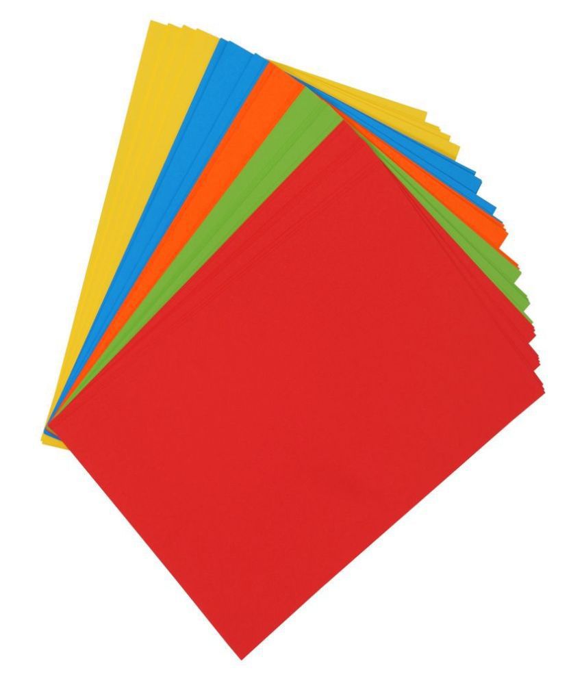     			50 pcs A4 Bright Neon Shade,160 gsm Hard A4 Both Side Colored Sheets Paper