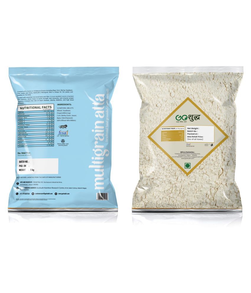 Goshudh Multigrain Atta And Bajra Atta Combo (1kg Each) 2000 Gm: Buy ...