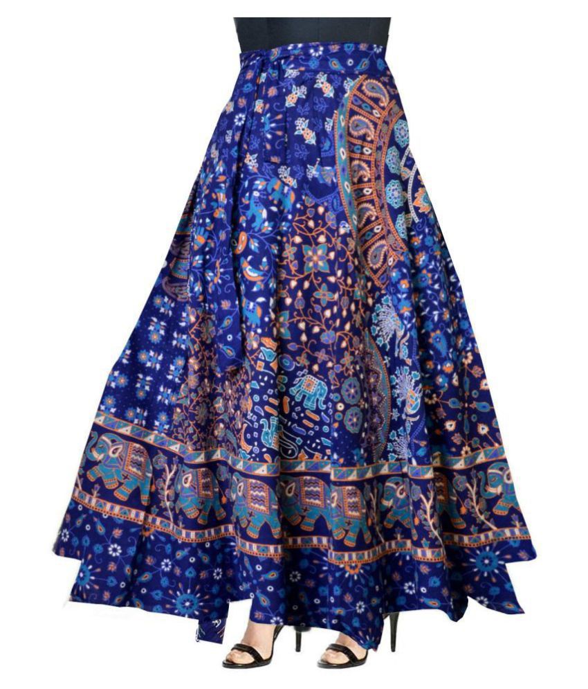     			Rangun Cotton Pleated Skirt - Blue