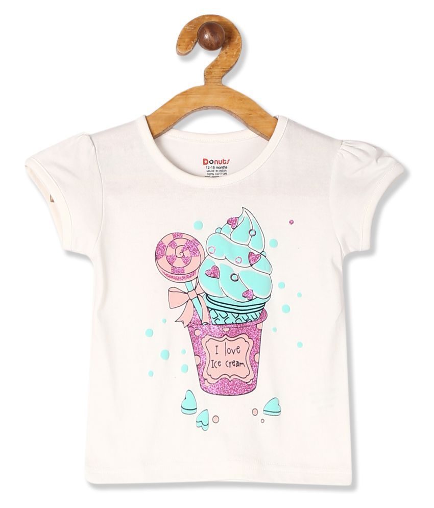 White Girls Puff Sleeve Glitter Print TShirt Buy White Girls Puff