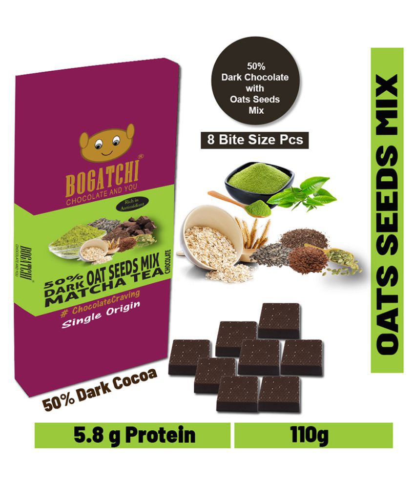 BOGATCHI 50% Dark Matcha Tea Oats Seed Mix Bites Dark Chocolate 80 g