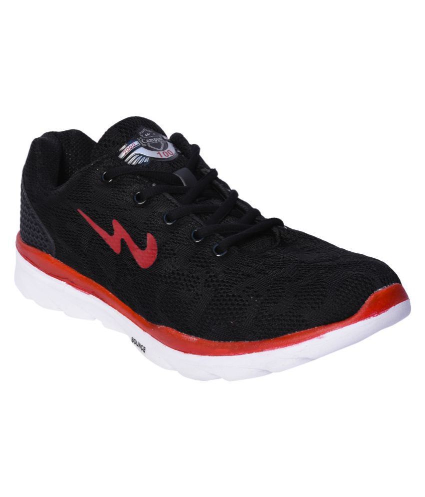     			Campus ZEAL Black Running Shoes