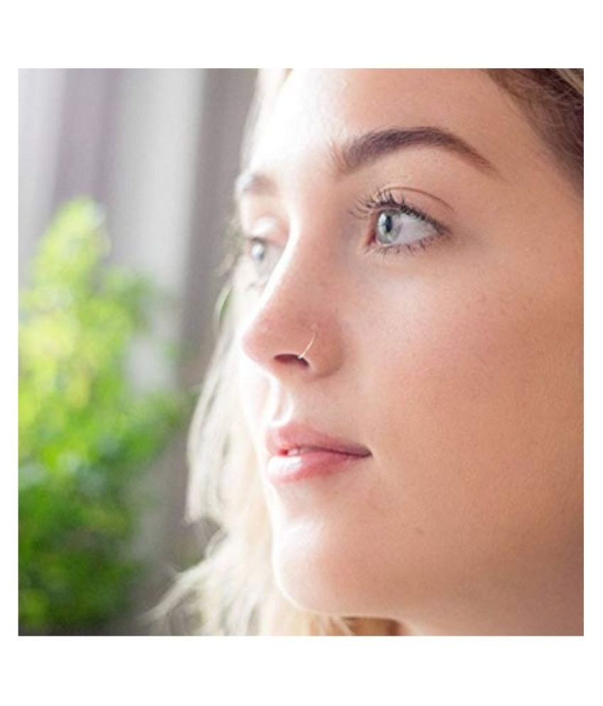 Genuine 925 Silver Made Nose Ring 14k White Gold Plated Pure 925 Silver Made Hypoallergenic