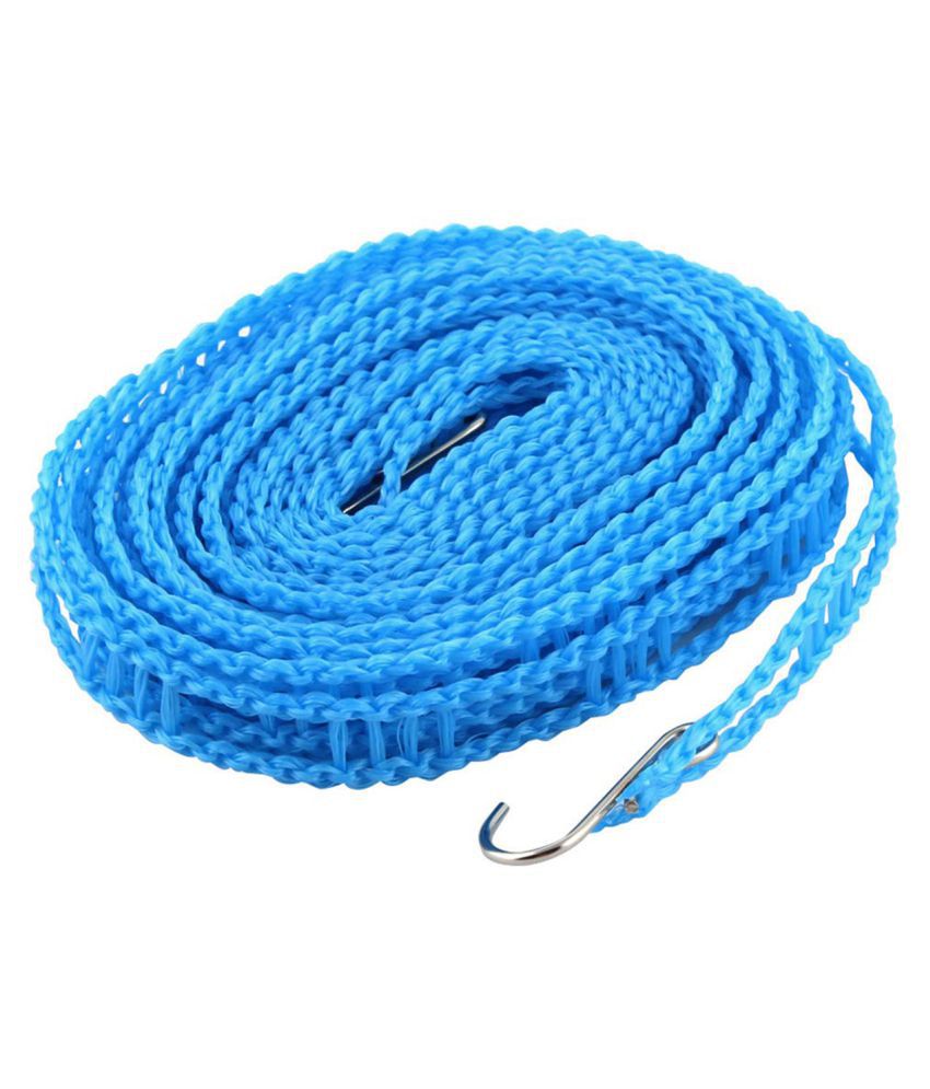     			Mundal 5 Meters Windproof Anti-Slip Clothes Washing Line Drying Nylon Rope with Hooks