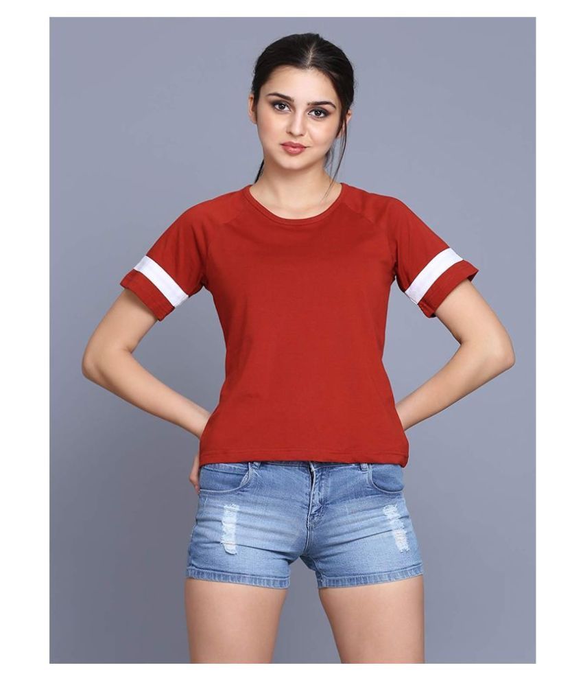 The Bebo Cotton Regular Tops - Maroon - Buy The Bebo Cotton Regular ...