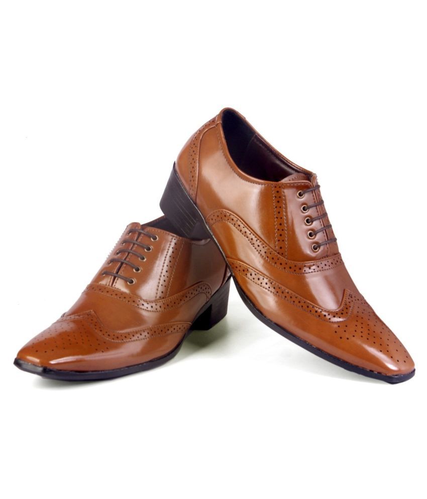     			YUVRATO BAXI Brogue Artificial Leather Tan Formal Shoes