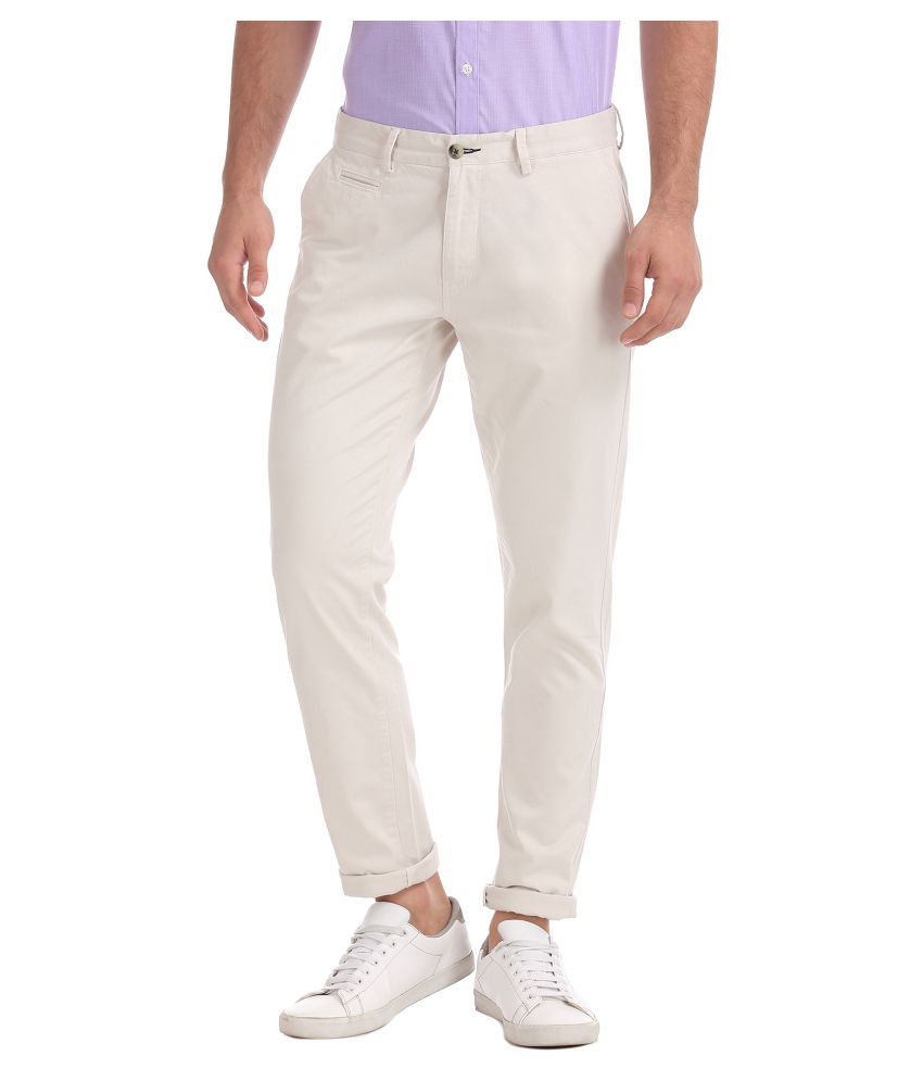 white slim fit trousers
