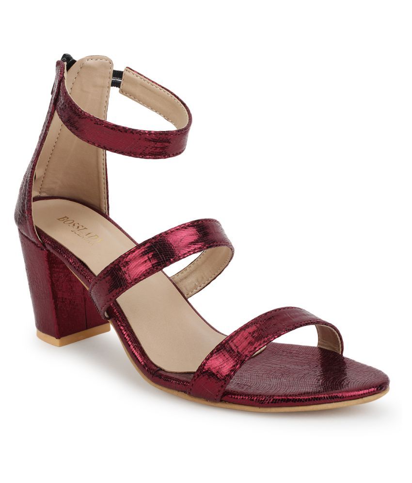 maroon block heels