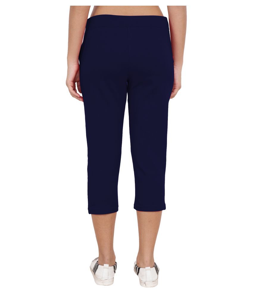 Buy Shellocks Navy Cotton Solid Capri Online at Best Prices in India ...