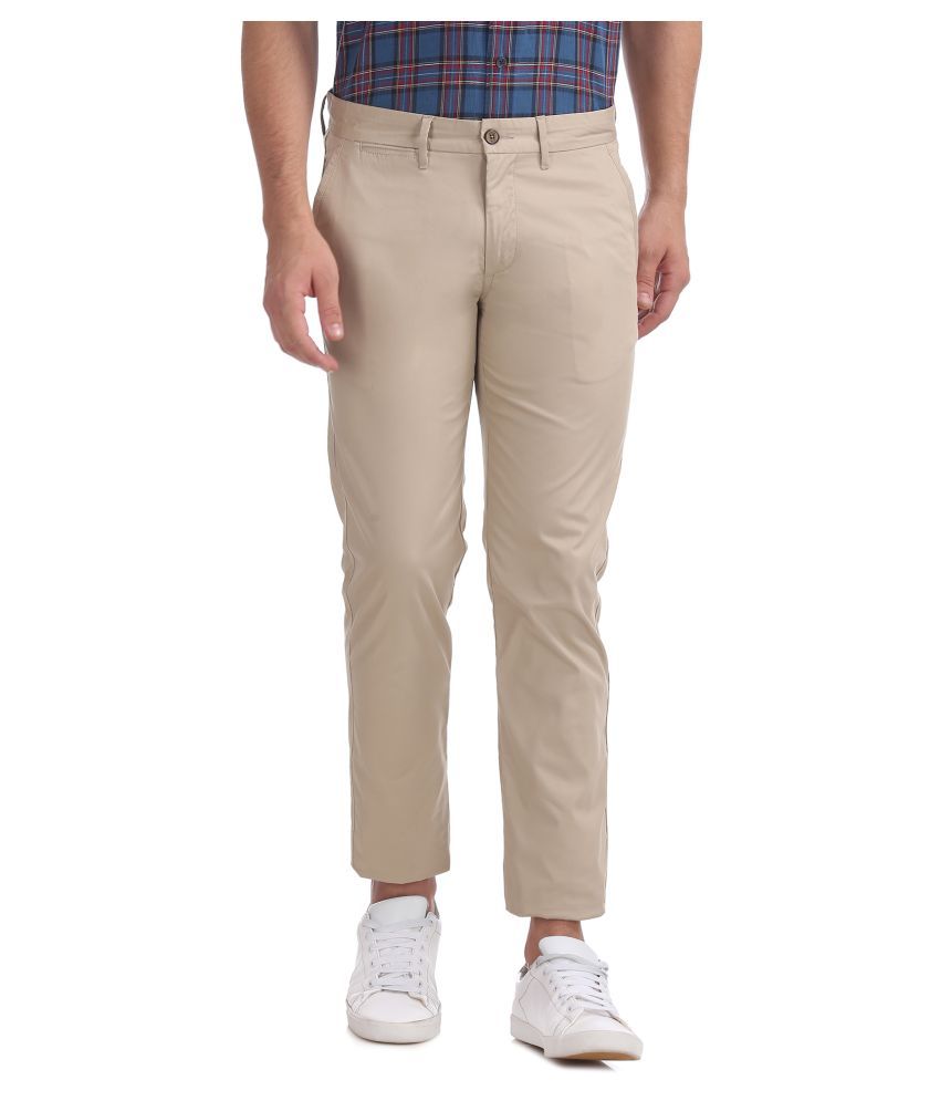 beige slim fit trousers
