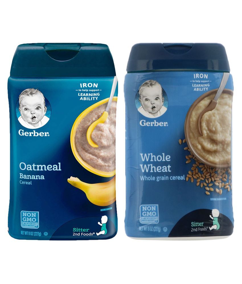 Gerber Oatmeal &amp; Banana,Whole Wheat Infant Cereal for