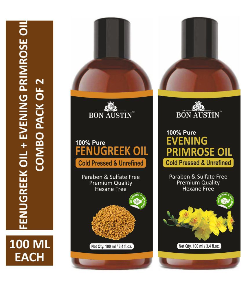     			Bon Austin Premium Fenugreek Oil & Evening Primrose Oil - Cold Pressed & Unrefined Combo pack of 2 bottles of 100 ml(200 ml)