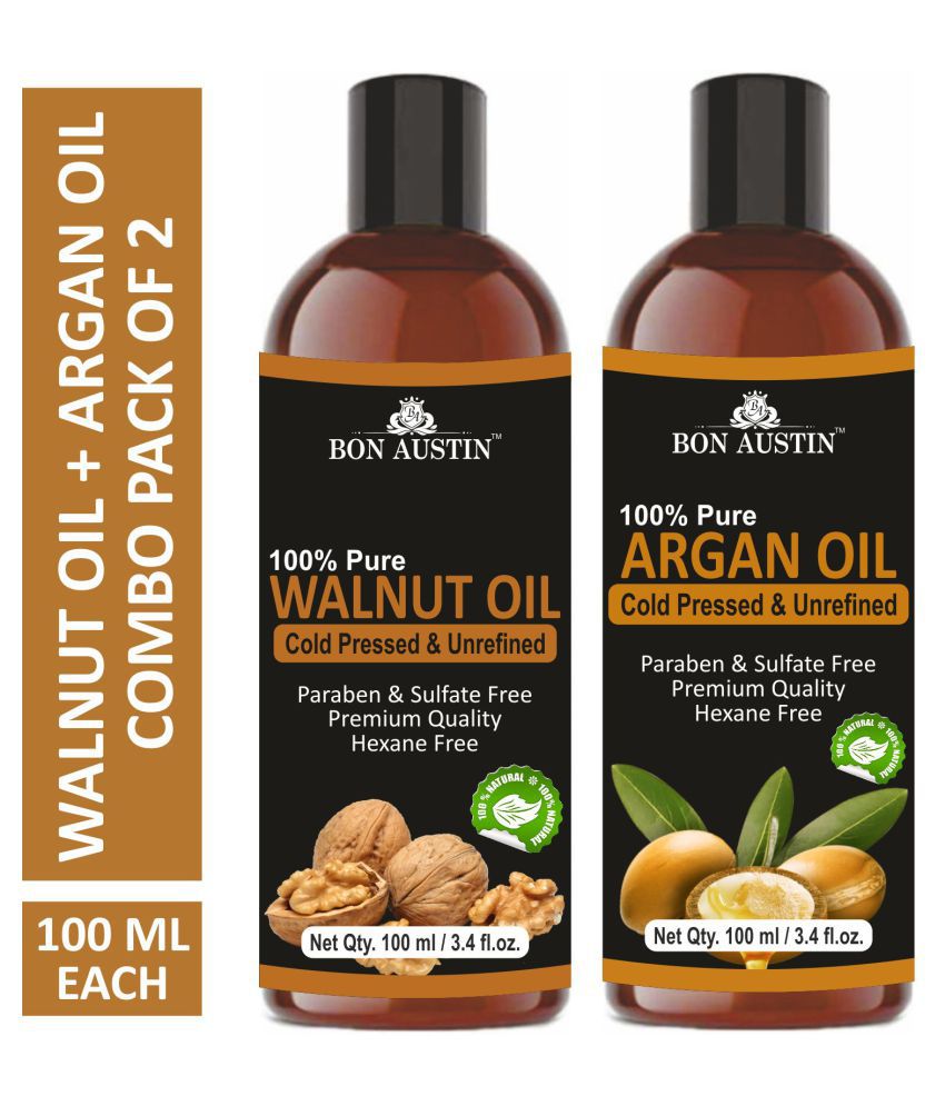     			Bon Austin Premium Walnut Oil & Argan Oil - Cold Pressed & Unrefined Combo pack of 2 bottles of 100 ml(200 ml)
