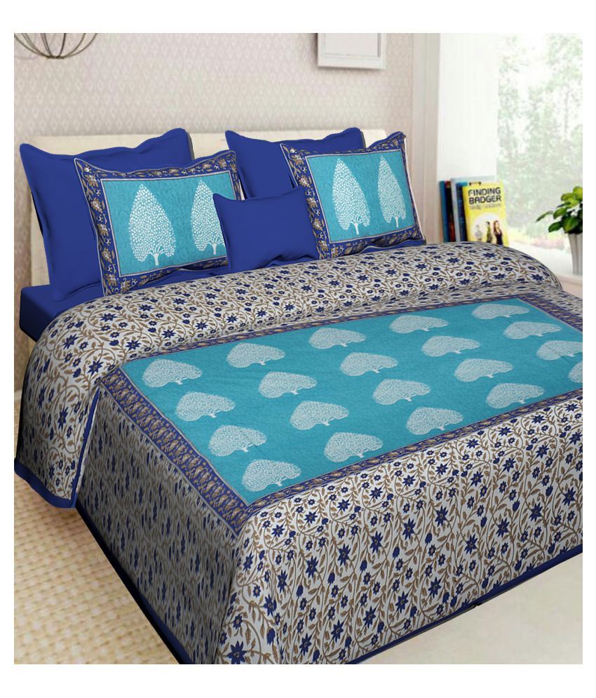 Mahi Homes Decorations Cotton Double Bedsheet with 2 Pillow Covers ...