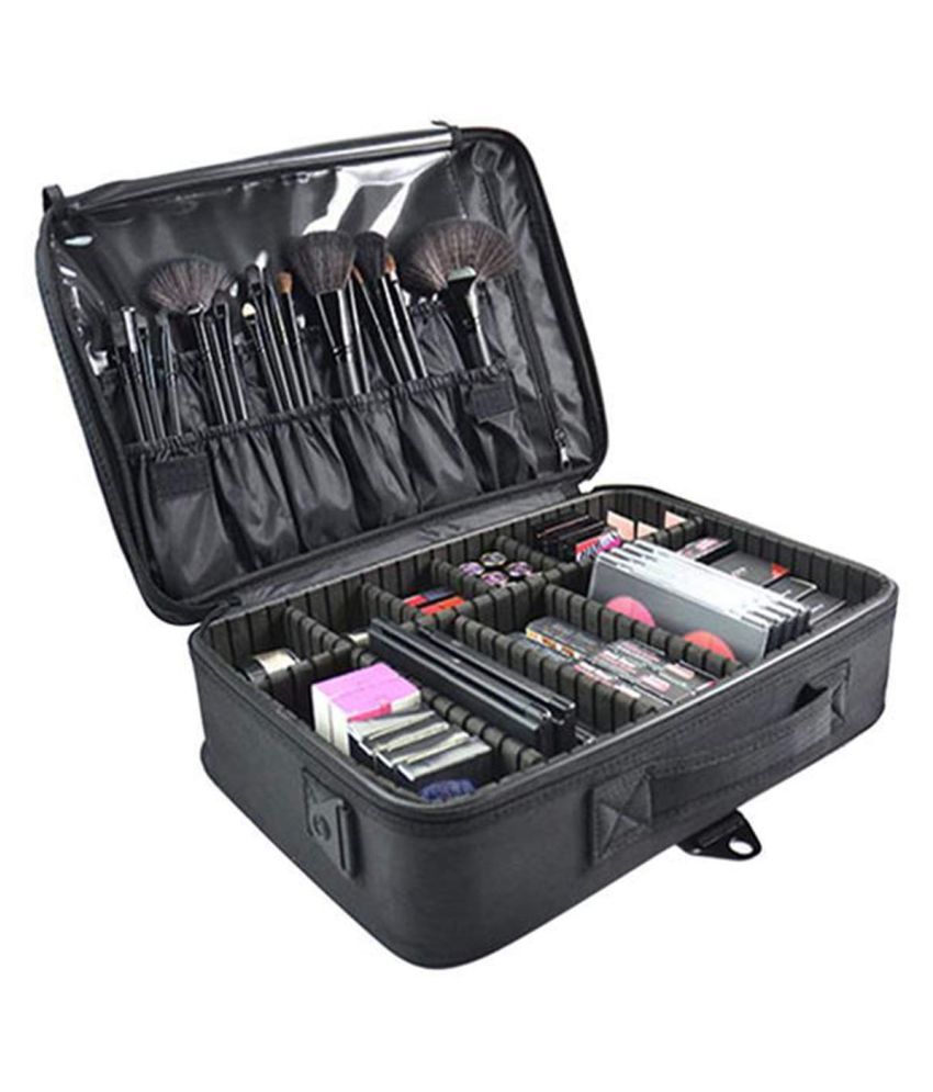     			House Of Quirk Black 3 Layers Large Professional Makeup Travel Case