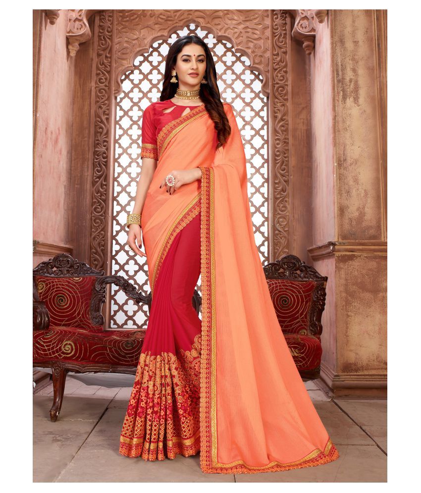 MANOHARI Orange Art Silk Saree - Buy MANOHARI Orange Art Silk Saree ...