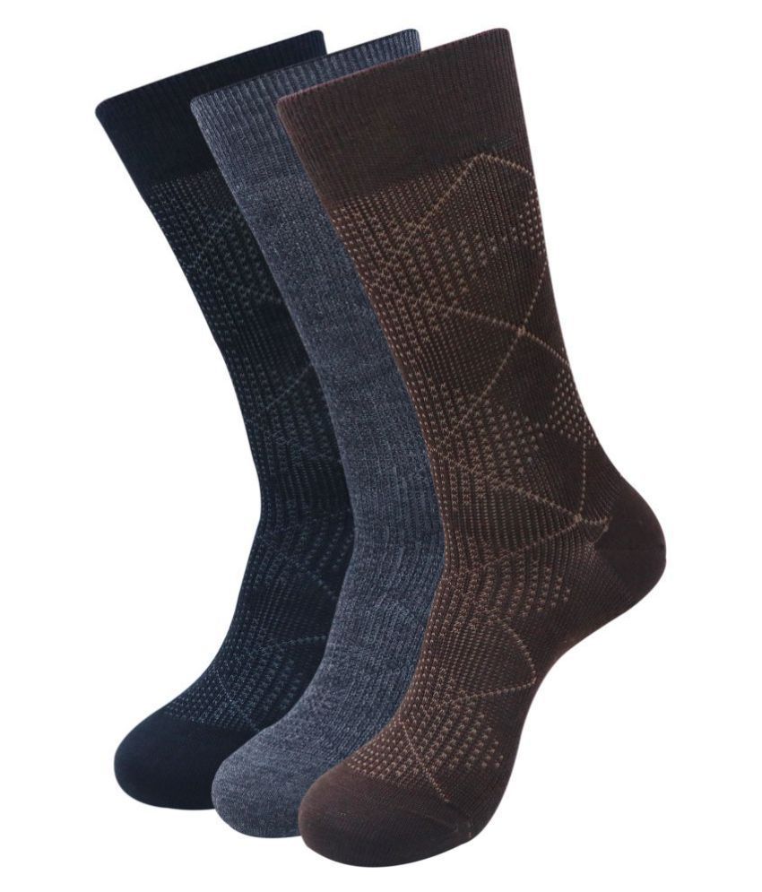 Balenzia - Woollen Men's Self Design Multicolor Full Length Socks ( Pack of 3 )