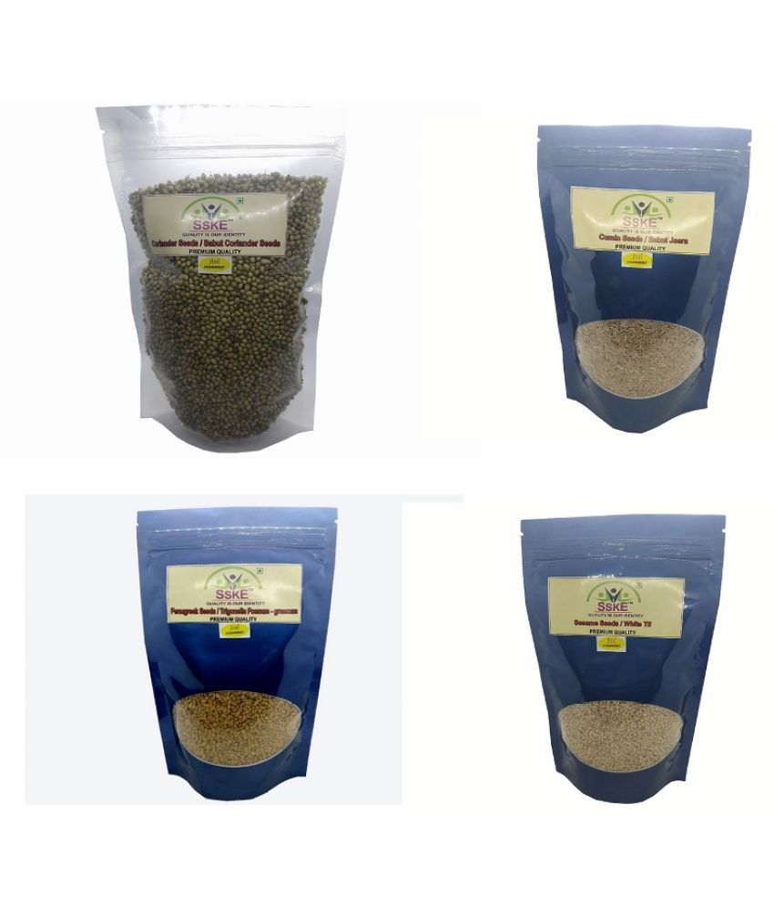 SSKE Coriander Seed/Cumin Seed/Fenugreek Seed/Seasame Seed 800 gm Pack of 4