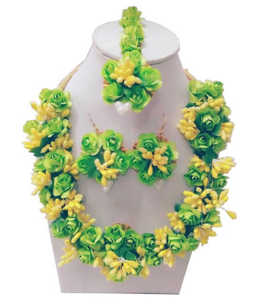 LAMANSH Flower Jewellery Set For Haldi,Mehendi Artificial Floral