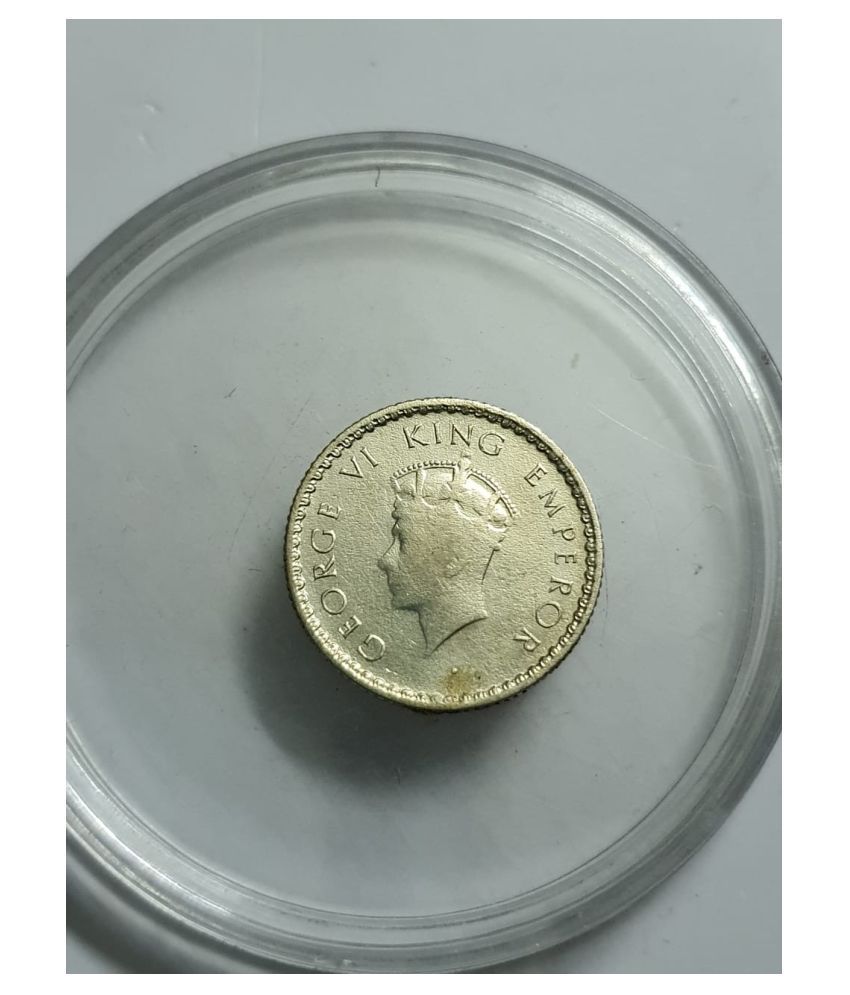     			George VI 1/4 Rupee 1940 First Head Silver Coin