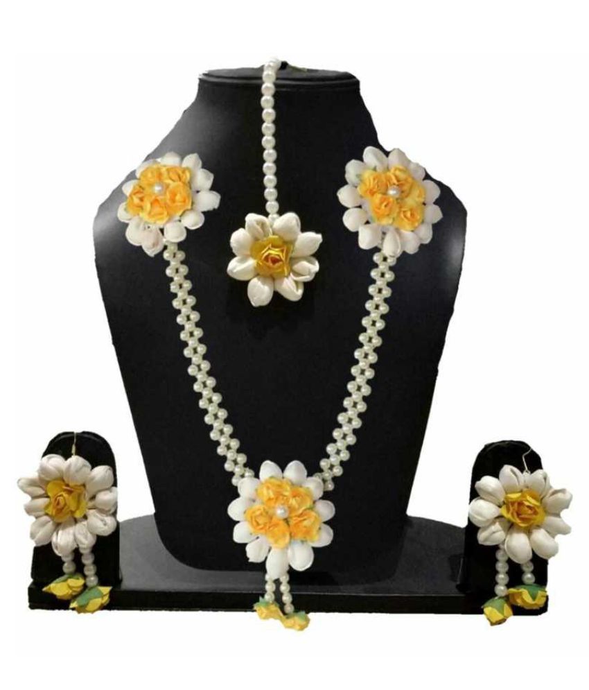 LAMANSH Haldi Jewellery Set For Haldi,Mehendi Flower Jewelry Set For