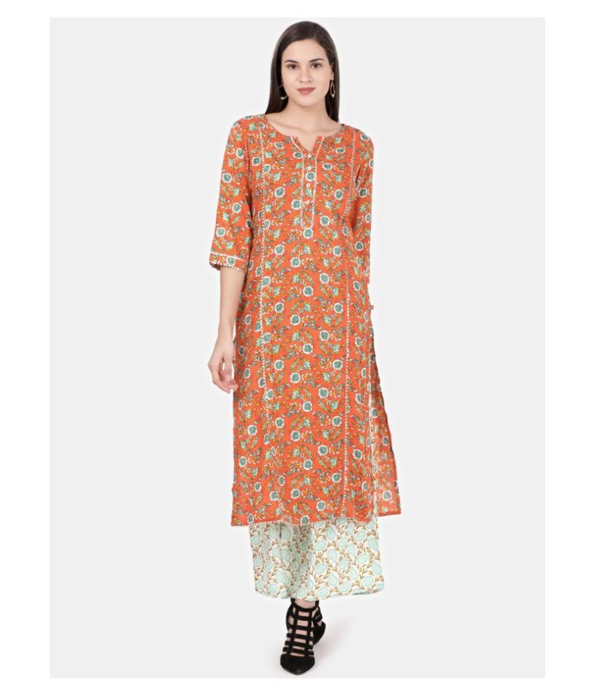     			Alena Rayon Kurti With Palazzo - Stitched Suit