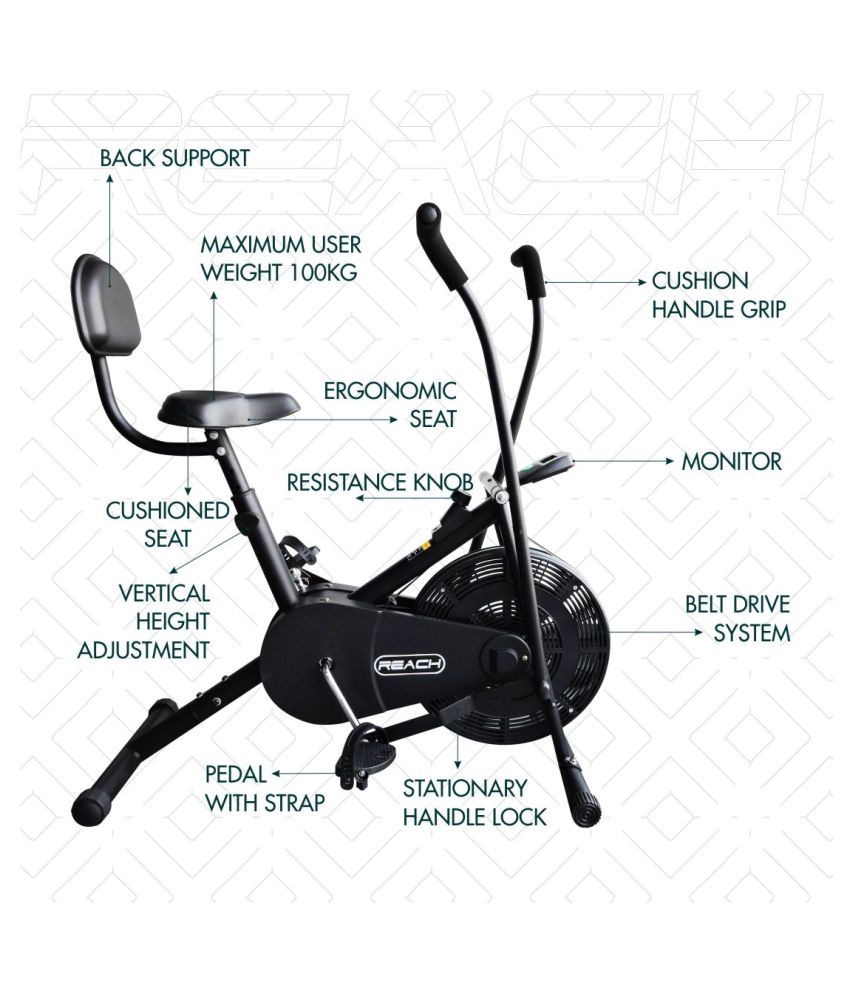 Reach AB110BS Air Bike Stationary Exercise Cycle With Back Support