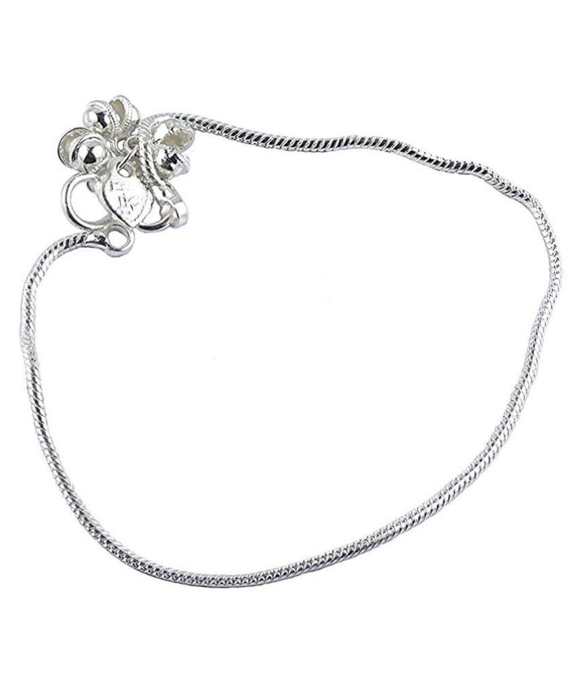 silver plain anklets